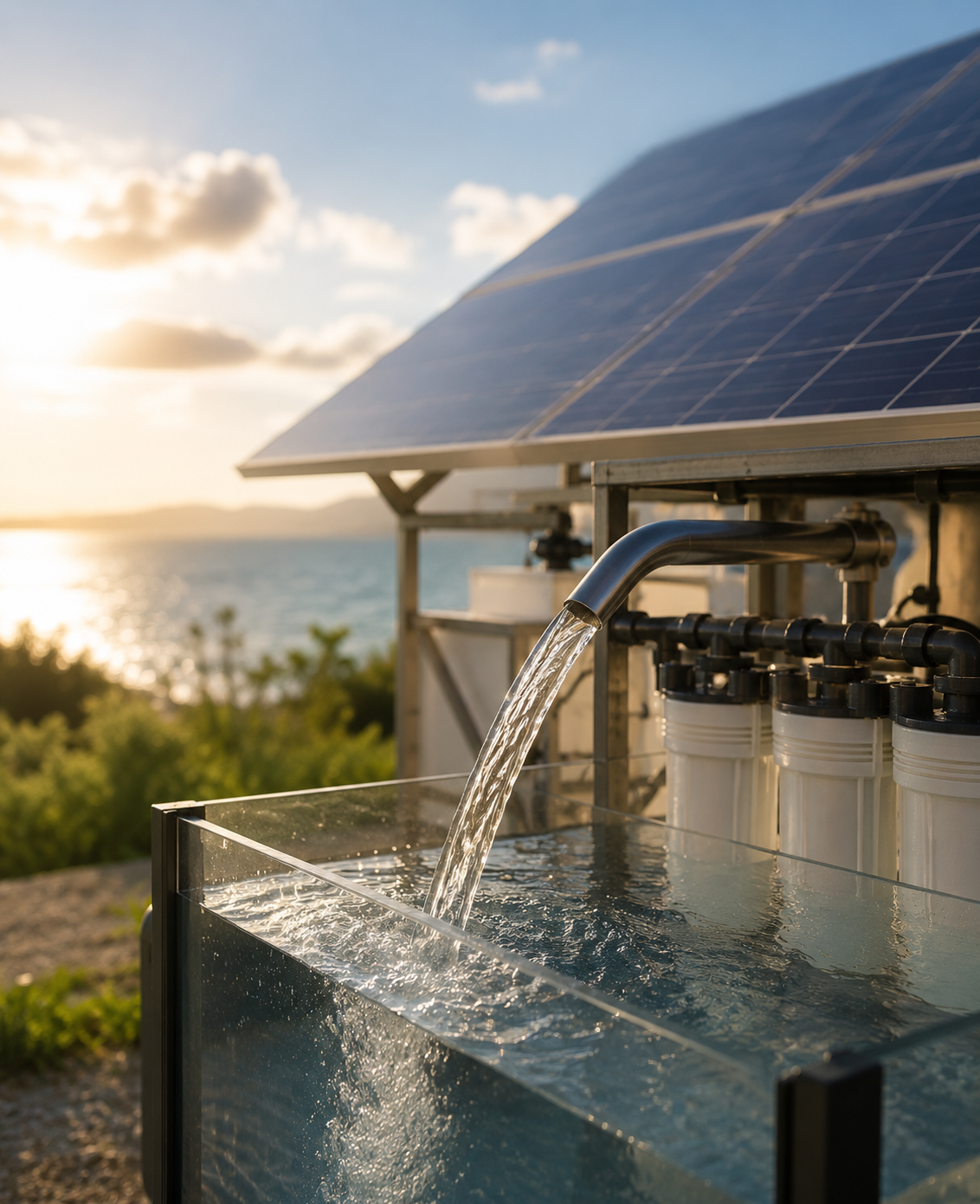 Solar-powered water desalination